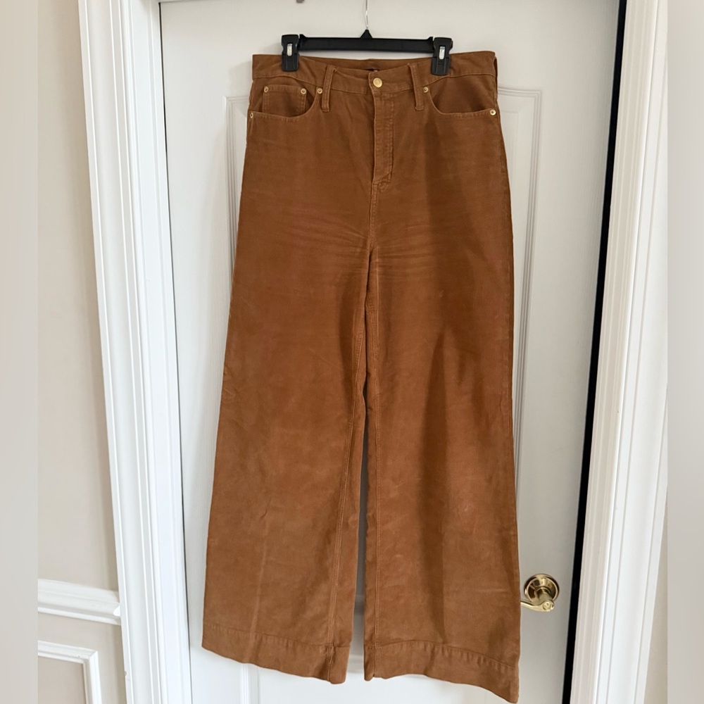 J. Crew Tall High-Waisted Wide Leg Corduroy Jeans Chestnut Brown Flare Sz 31 T - Picture 14 of 14